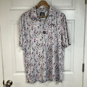 NVR LND White Floral AOP Golf Performance Stretch Polo Mens Size L